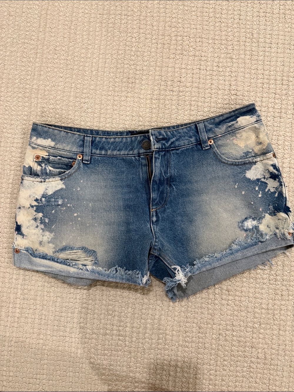 SER.O.YA Bleached Distressed Blue Denim Shorts
